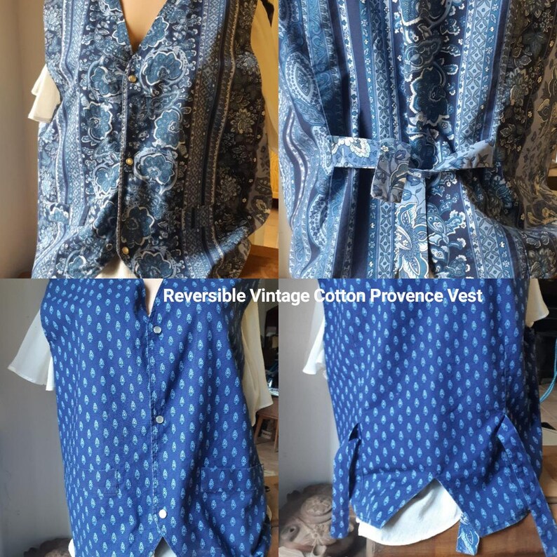 Vintage Provence fabric vest Reversible sophieladydeparis image 1