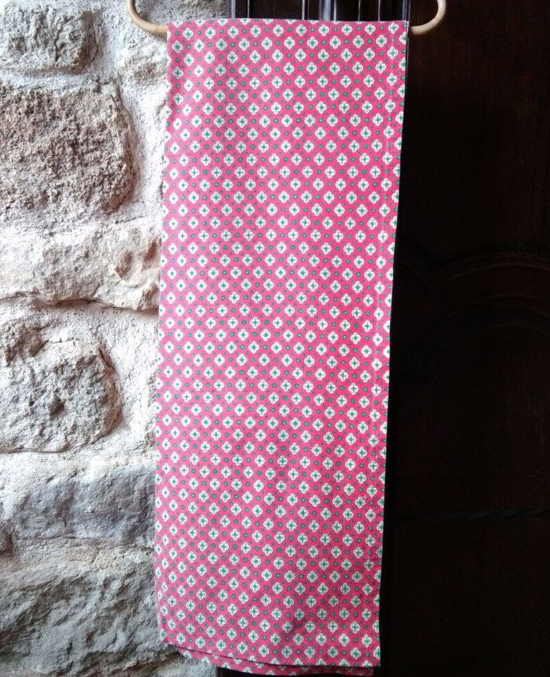 Red Provence Fabric or Tablecloth French Marignan Tagged Vintage Home Decor Cotton Fabric Sewing Project #sophieladydeparis