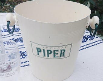 Vintage Bistro Bucket - French Piper Champagne Bucket - Burgundy Aluminium Made - SophieLadyDeParis