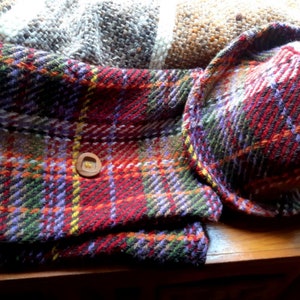 2pcs Winter set Hat and Neck Warmer Red Plaid Wool Handmade and Felt SophieLadyDeParis image 7