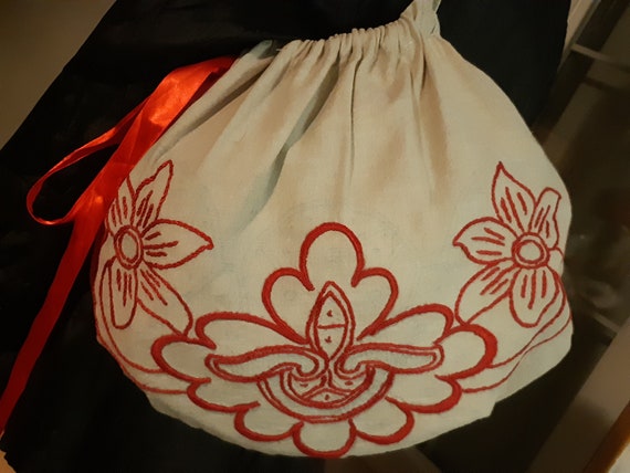 Antique Linen Bag French Redwork Tote #sophielady… - image 4
