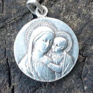 Antique French Silver Medal: Holy Mary, Sacred Heart of Jesus