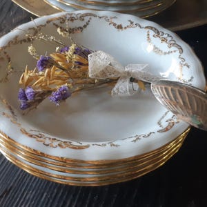 6 Soup Plates / Pasta plates Art Creation ULIM Limoges P. Dessagne Gilded French Porcelain #sophieladydeparis