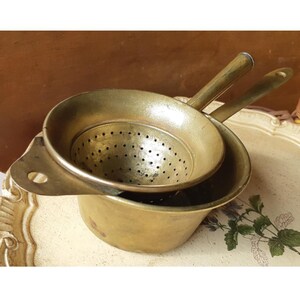 Antique French Brass Pan and Strainer Kitchen Home Decor # ...