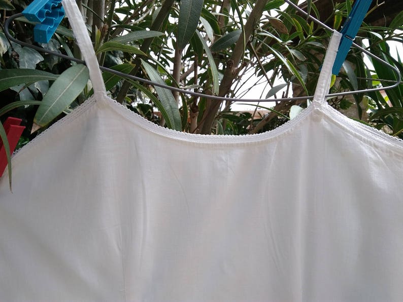 Victorian Slip White Straps Cotton Dress Curved French 1900's Large Slip Free Shipping sophieladydeparis image 4