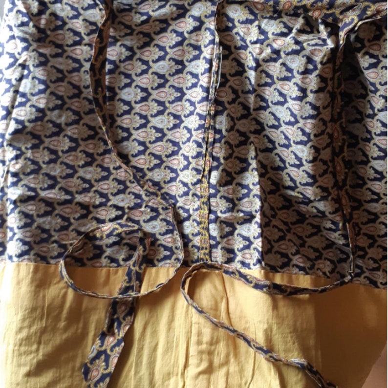 Vintage French Provence Skirt Black and Yellow Paisley Pockects Cotton SophieLadyDeParis image 9