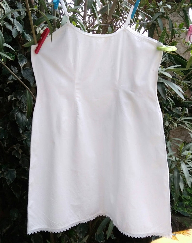 Victorian Slip White Straps Cotton Dress Curved French 1900's Large Slip Free Shipping sophieladydeparis image 1