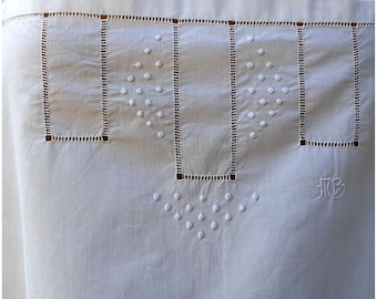Antique French White Cotton Embroidered Front Cut Outs Monogram Medium  #sophieladydeparis