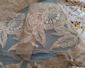Antique French Silk Lace Floral Needle Tulle Lace Sold by The Yard #sophieladydeparis