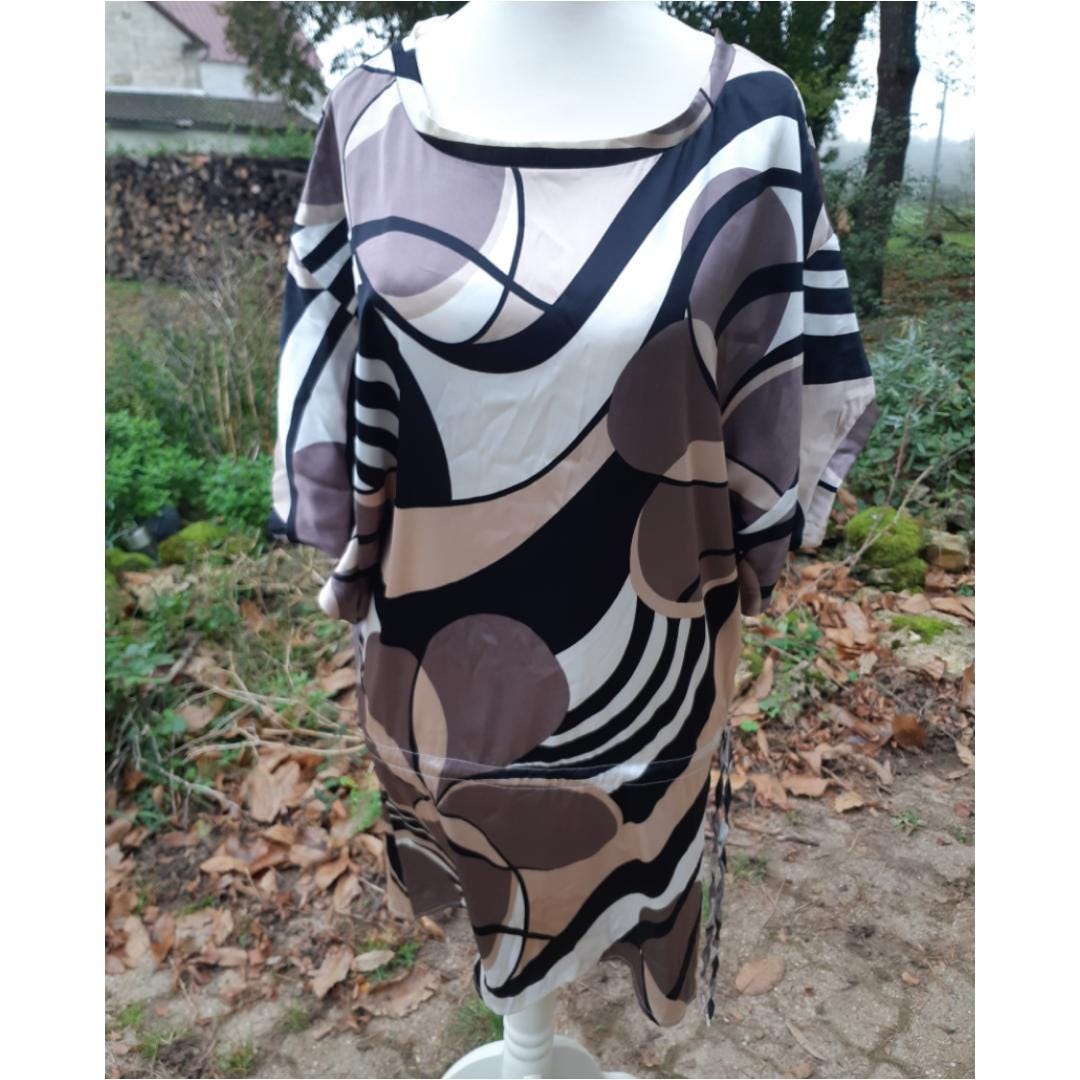 Robe En Soie Alain Manoukian - Taille 38, Longueur 100 Cm, Multicouleur - Occasion Très Bon état