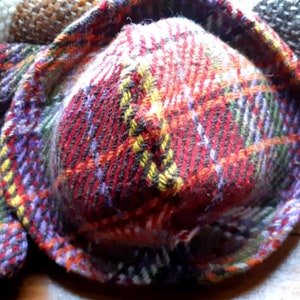 2pcs Winter set Hat and Neck Warmer Red Plaid Wool Handmade and Felt SophieLadyDeParis image 10