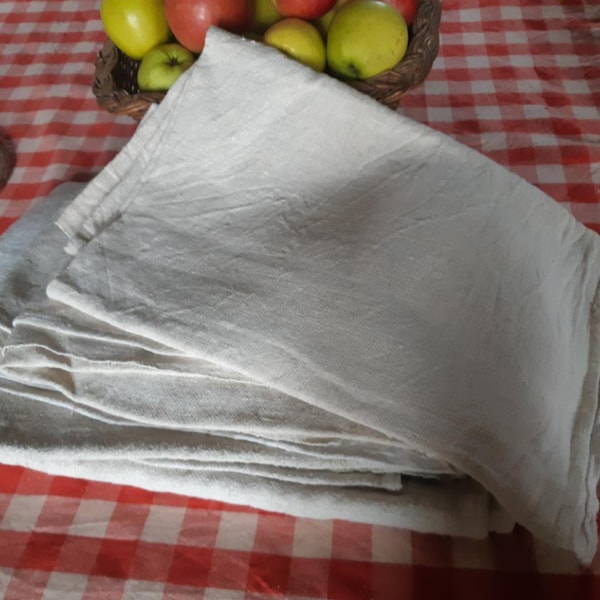 Hemp Towel 19th C. French Thick White Hemp Rustic Woven #sophieladydeparis