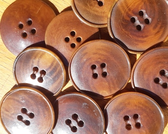 Large Brown Corozo Buttons Vintage Chestnut Brown Buttons set of 10