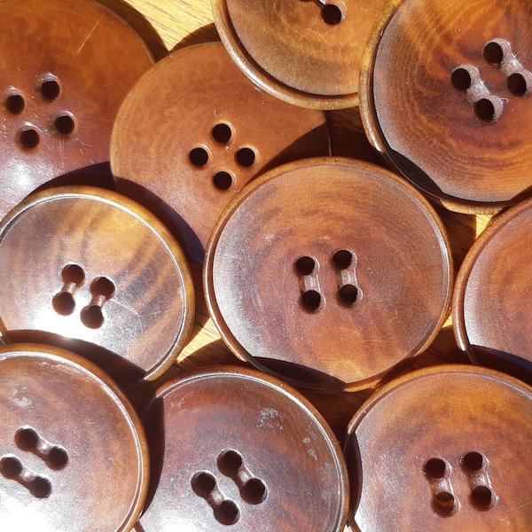 Large Brown Corozo Buttons Vintage Chestnut Brown Buttons set of 10