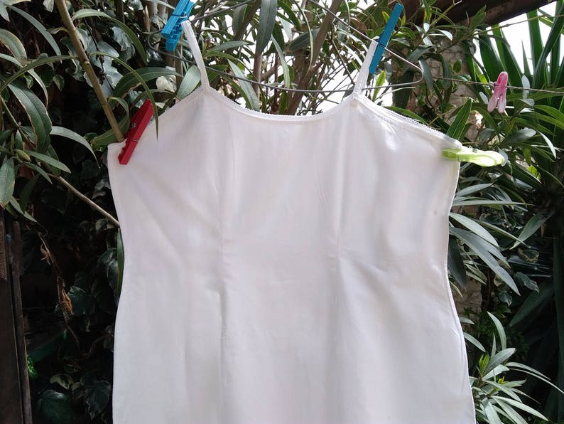 Victorian Slip White Straps Cotton Dress Curved French 1900's Large Slip Free Shipping sophieladydeparis image 2