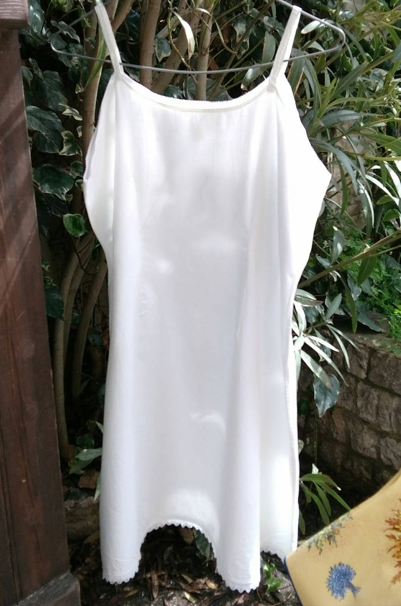 Victorian Slip White Straps Cotton Dress Curved French 1900's Large Slip Free Shipping sophieladydeparis image 5