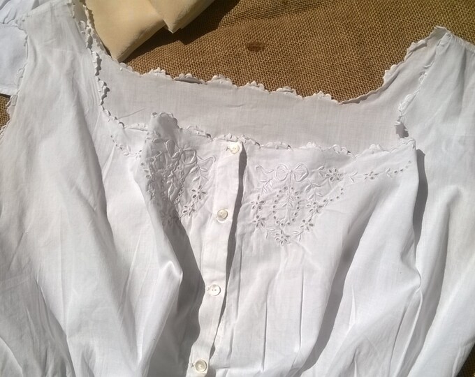Victorian White Corset Top French Handmade Cotton Scalloped Hand ...