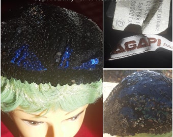 French Vintage Sequin Beret Agapi Paris