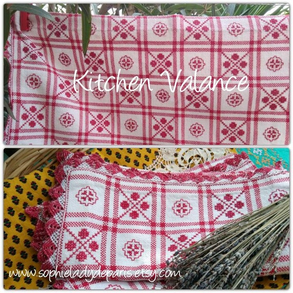 Vintage Red Check Kitchen Valance or Shelf Edging Red Hand Etsy