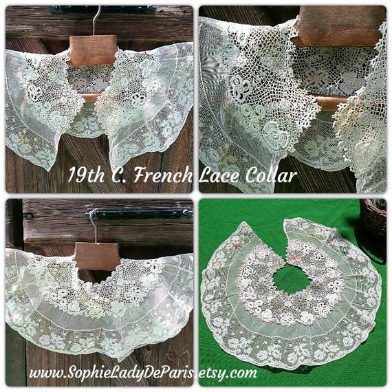 Victorian Floral Tulle Lace Collar Capelet Antique White Etsy