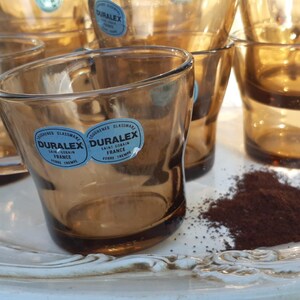 5 French Duralex Smoked Glass Coffee Cups Vintage 70&#39;s New Old Stock #sophieladydeparis