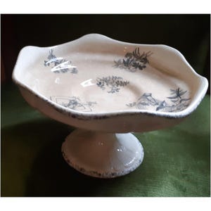 Antique French Ironstone Compotier: Emile Bourgeois Regence Cake Stand
