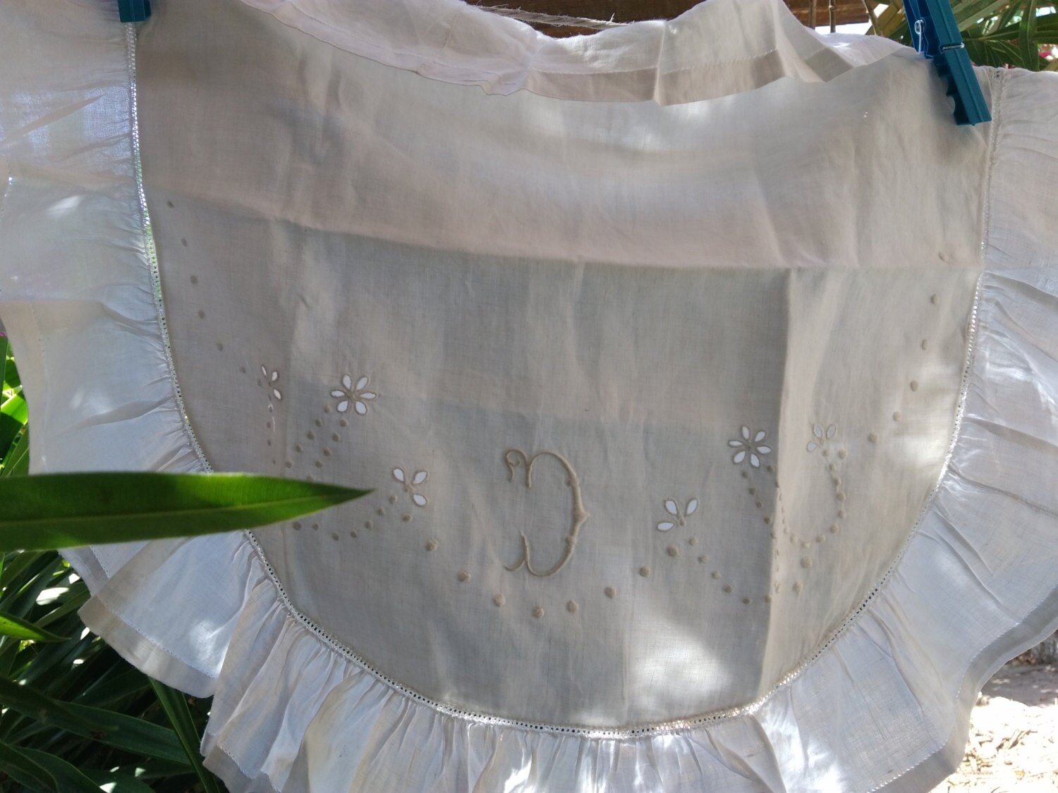Antique Baby Linen Pillowcase Semi Circle Pillow Case Ruffled