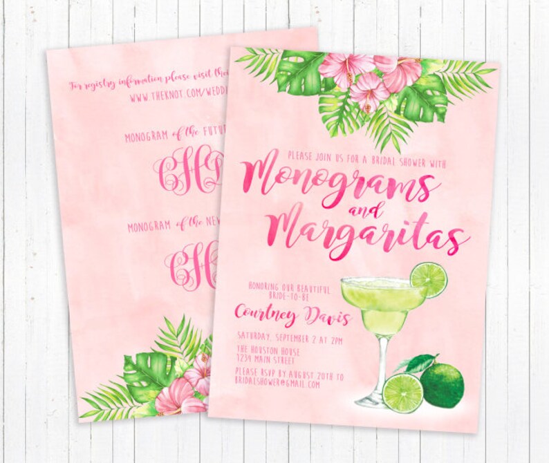 Monograms and Margaritas Bridal Shower Invitation Etsy