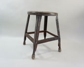 Vintage Metal Plant Stand, Industrial Metal Round Stool, Greenhouse Supply, Metal Display Stand, Display Piece, Mid Century Machine Stool