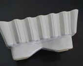 UPCO Planter, White Mid-Century Ceramic Pottery Planter, Footed Rectangular Planter, Vertical Ribbed Walls, 161 USA Succulent Pot Free Ship