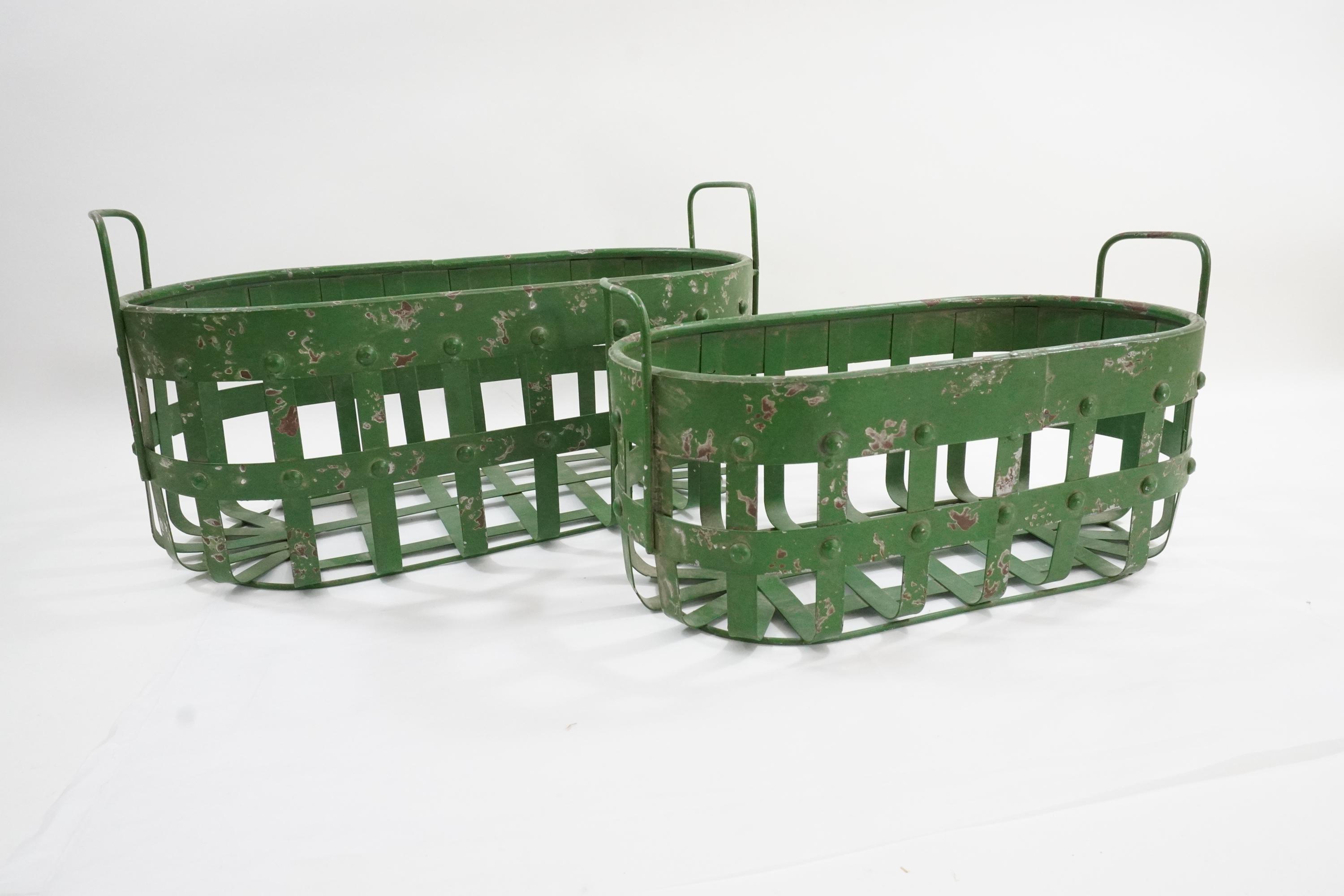 1950-60's 大きめ ヴィンテージ メタルバスケット ミントグリーン ヴィンテージ カートワゴン/ラック ミントグリーン アンティーク雑貨