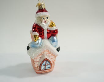 ヴィンテージ：西ドイツ製マーキュリーガラス製サンタオーナメント