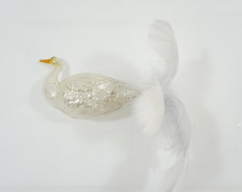 Glass Bird W/ Feathered Tail, Vintage Glass Bird, Antique Vintage