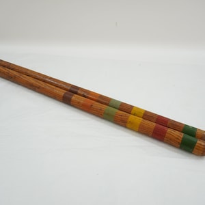 WOODEN Croquet End Stakes, Scoring Stakes, 6 Player Croquet Stakes, 23 3/4&quot; H Outdoor Lawn Games, Antique Stakes, Lot 111 Free USA Ship