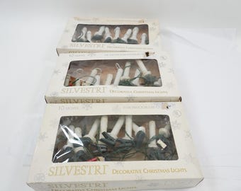 Luces navideñas tipo vela para árbol, 3 guirnaldas de luces, estilo vintage, blancas, 30 velas, BB3376. Envío gratuito a EE. UU.