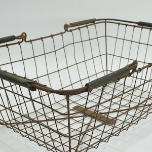 Market Basket, Shopping Basket, Industrial Metal Basket, Rectangular Basket, Mid Century, Industrial Decor, Metal Basket Free USA Ship