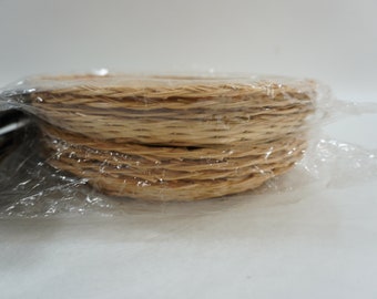 Paper Plate Holders, Picnic Decor, Picnic Reuseable Bamboo Plate Holders, 8 Vintage Wicker Basket Plate Supports, NOS, 313 Free USA Ship