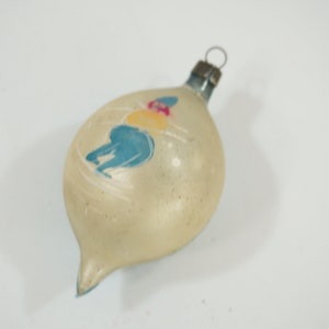 Vintage Christmas Ornament, Tear Drop Glass Mercury Tree Ornament, MCM Christmas, Skier Indent From Poland Lot L53 Crack FREE USA Ship