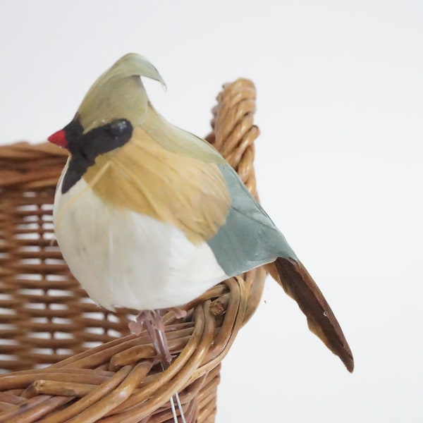 Artificial Bird, Feathered Bird, Female Cardinal, Sitting Feathered Bird, Wreath Holiday Decorating Floral Small Cardinal Bird FREE USA Ship