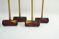 CROQUET Mallets, 4 Hosier Sporting Goodrich Croquet Game, Rubber Art Deco Antique Croquet Mallets, Lawn Games Outdoor Lot 127, Free USA Ship