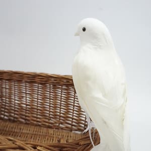 Künstlicher Vogel, gefiederter Vogel, langschwänziger Vogel, weiße Taube, Kranz Blumenvogelkäfigvogel, 14 "L weißer Federvogel freies USA-Schiff