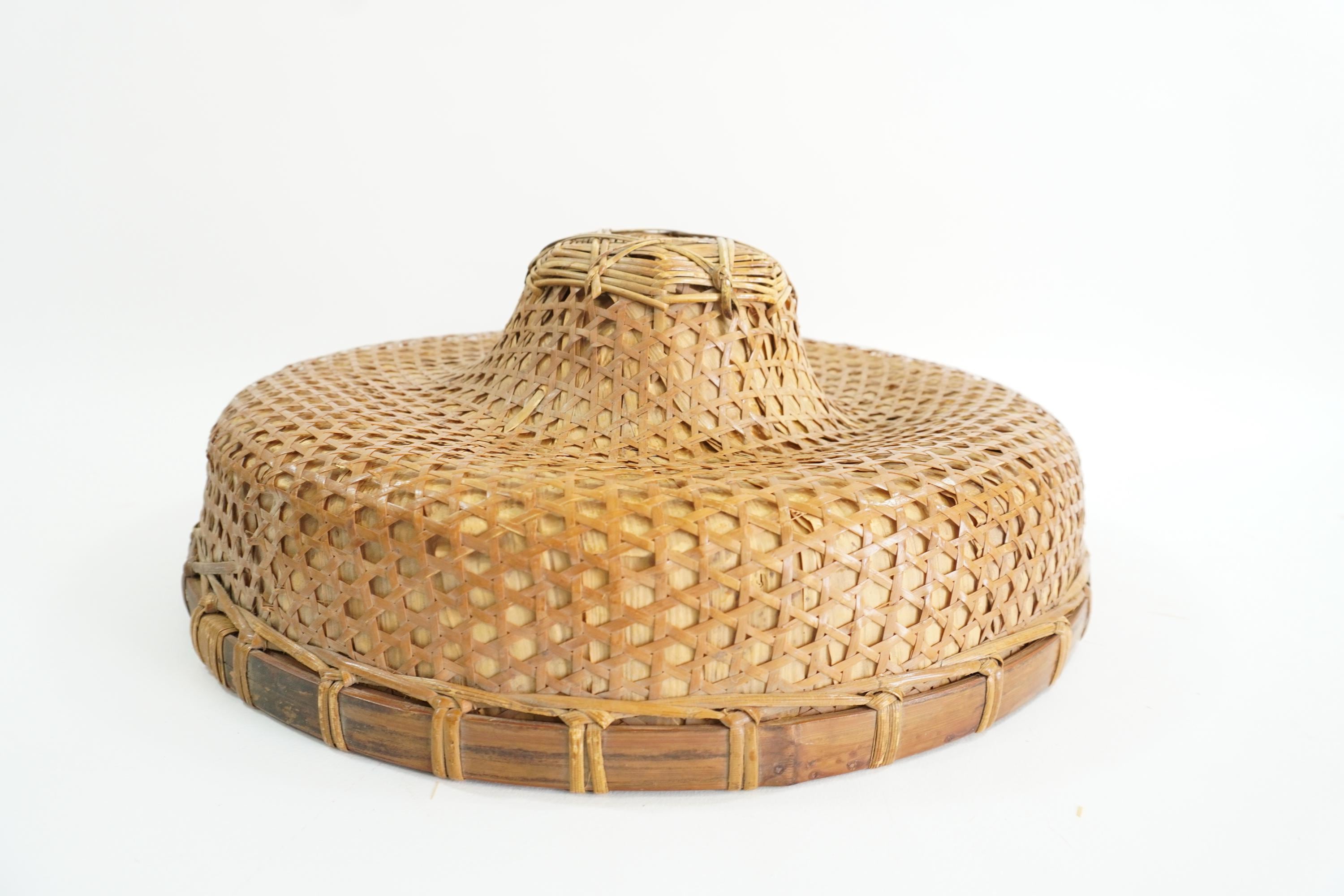 Vintage Traditional Chinese Handwoven Bamboo Hat, 14.25  display picture 1