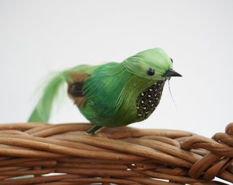 Artificial Bird, Feathered Bird, Green Feathered Bird, Clip On Bird, Wreath Supplies Holiday Wreath Table Arrangement Free USA Ship