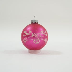 Shiny Brite Merkur Glasornament, MCM Hot Pink Glasornament, 1960s nostalgische Weihnachtsbaumkugel Jahreszeiten Grußkugel M92 Free USA Ship
