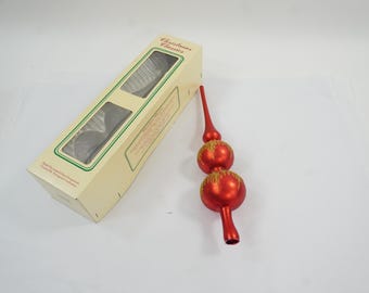 Christmas Tree Topper, Mercury Glass Topper, Red Glass Tree Decoration, Vintage 1990's Christmas Glass Tree Topper  Lot BB390 Free USA Ship
