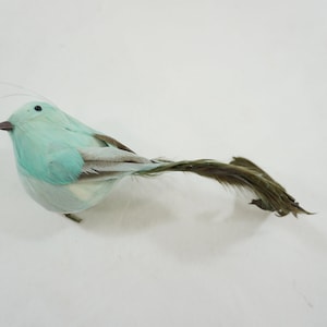 Artificial Bird, Feathered Bird, Turquoise Bird, Clip Or Hang, Table Wreath Floral Feathered Bird, Green Blue Bird Long Tail Free USA Ship