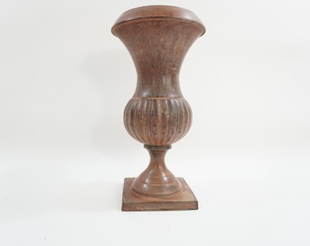 Metal Urn, Brass Vase, Tabletop Urn, Mantle Table Display Vase, Metal Vase, Metalware, Brass Vase w/ Dark Finish 11 7/8" H Free USA Ship