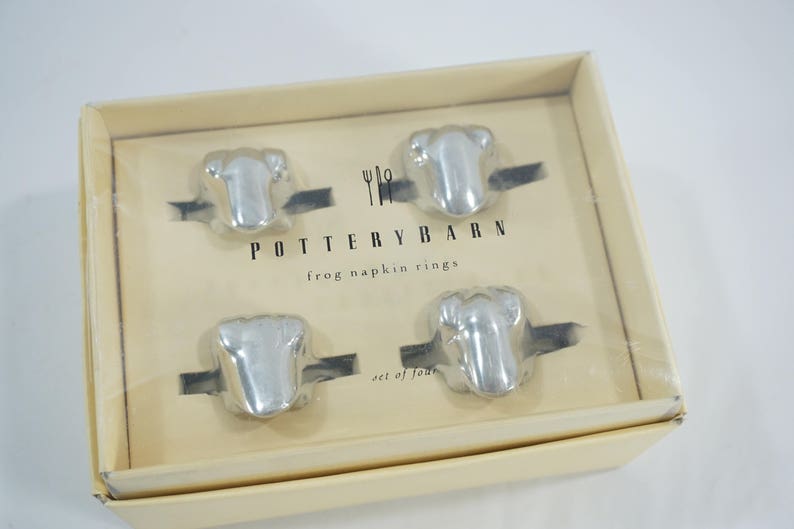 Pottery Barn Frog Napkin Rings Set Of 4 Metal Frog Shaped Etsy