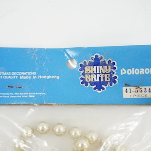 Plastic Christmas Garland, 1/4&quot; Dia Gold Beaded Garland 8&#39; L, Victorian Plastic Beaded Garland, Shiny Brite New Old Stock M70 FREE USA Ship