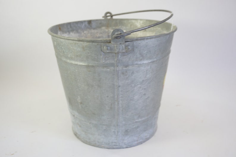 ROUND Metal Bucket w Handle Storage Bucket Atlantic #10 Metal Pail Lot 101 Free Ship Storage Pail Galvanized Bucket Garden Carry All